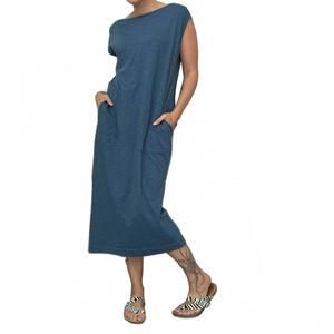 NEW CARAUCCI cotton jersey dress with pockets in blue